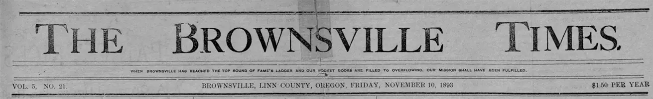 1893 Masthead for the Brownsville Times